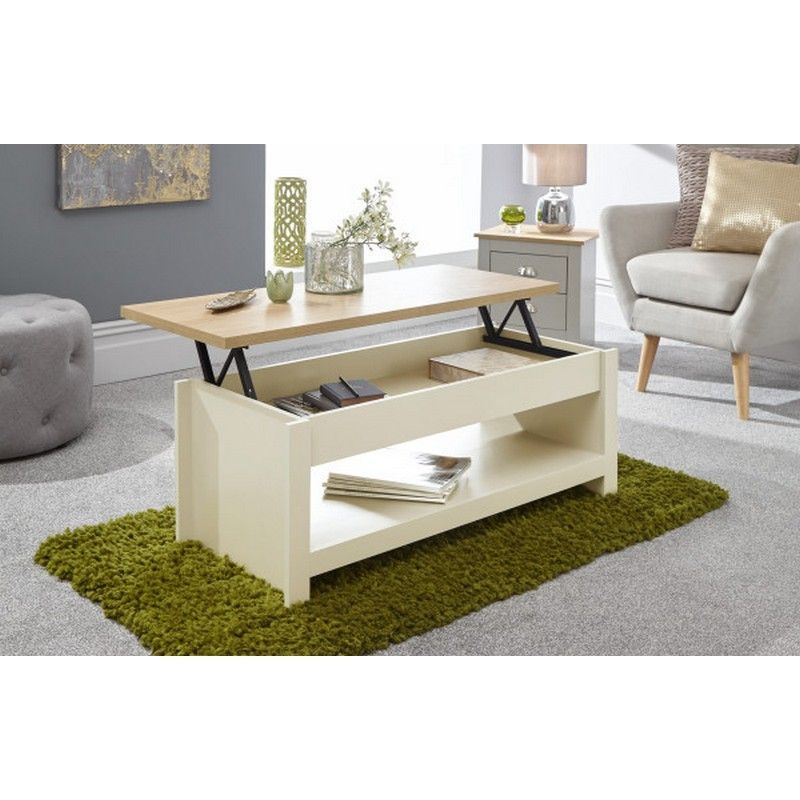 GFW Lancaster Extending Coffee Table Cream 1 Shelf 105cm