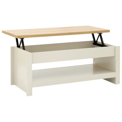 GFW Lancaster Extending Coffee Table Cream 1 Shelf 105cm