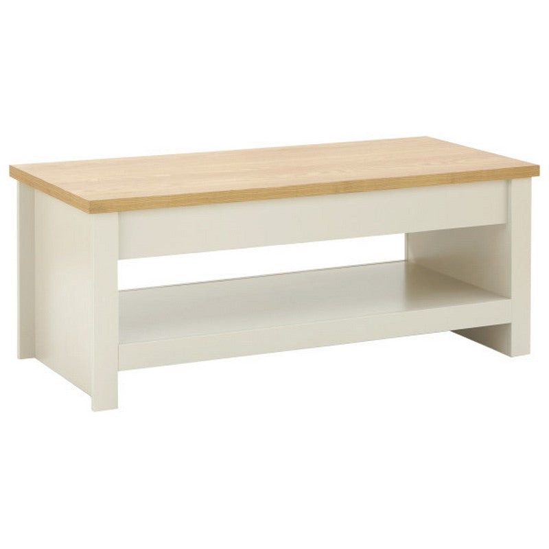 GFW Lancaster Extending Coffee Table Cream 1 Shelf 105cm