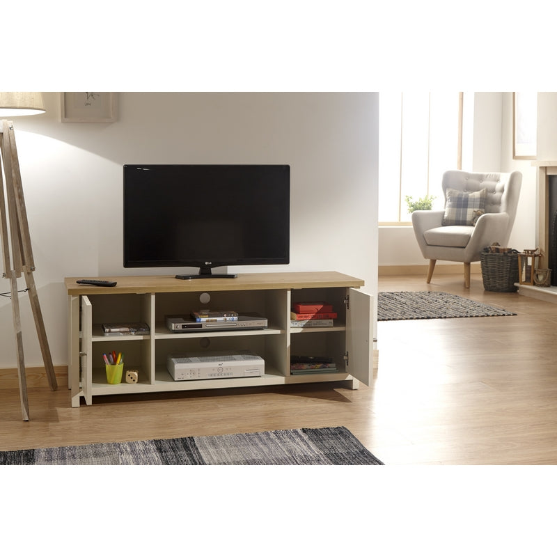 Lancaster TV Unit Cream 2 Shelves 2 Doors