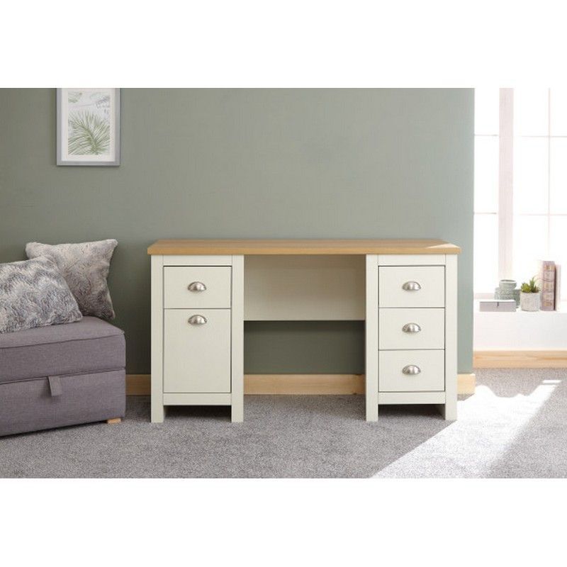 GFW Lancaster Desk Cream 4 Drawers 1 Door