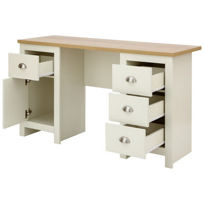 GFW Lancaster Desk Cream 4 Drawers 1 Door