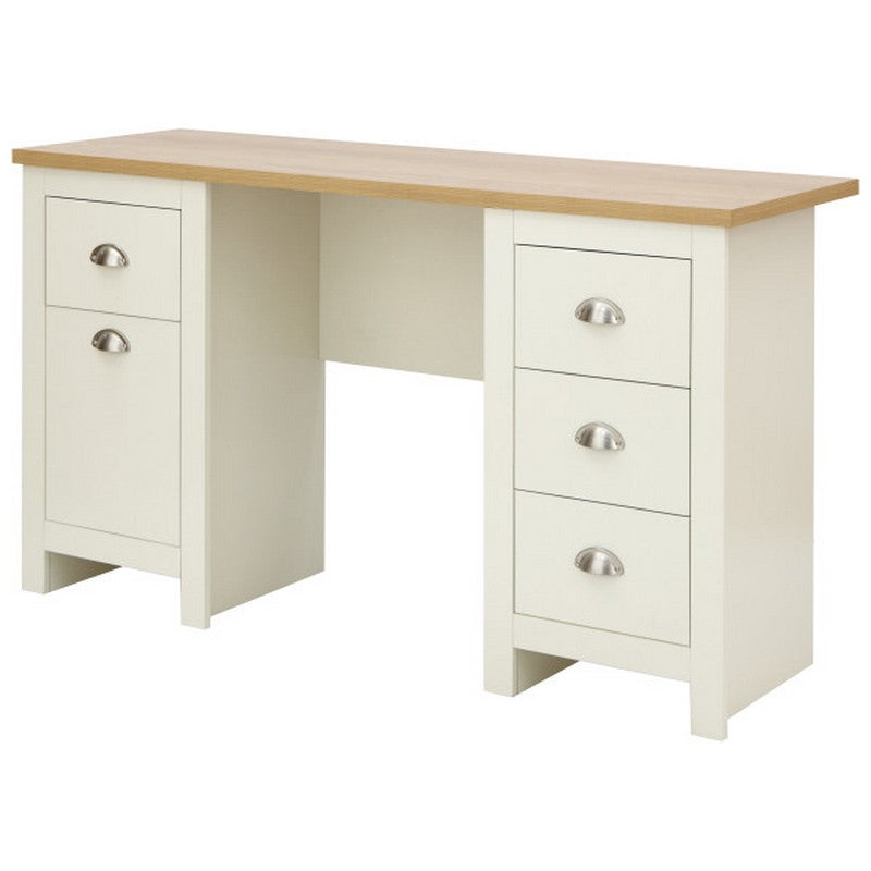 GFW Lancaster Desk Cream 4 Drawers 1 Door