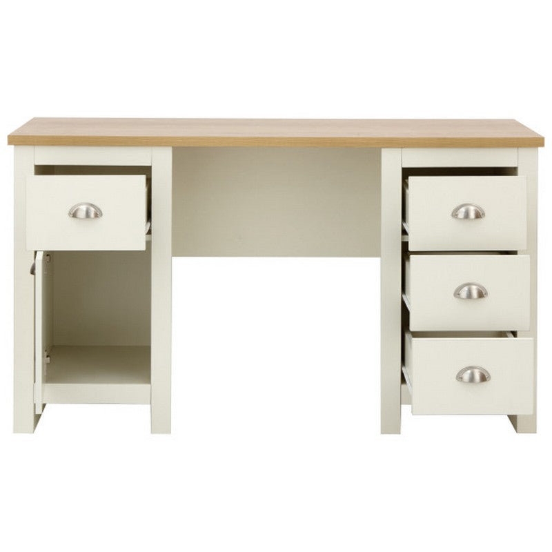 GFW Lancaster Desk Cream 4 Drawers 1 Door