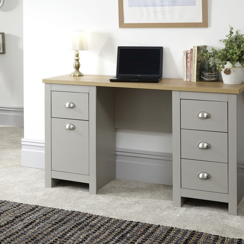 GFW Lancaster Desk Grey 4 Drawers 1 Door