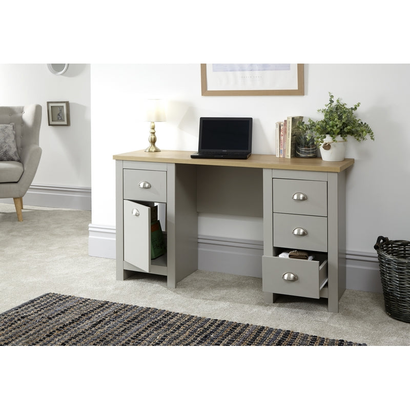 GFW Lancaster Desk Grey 4 Drawers 1 Door