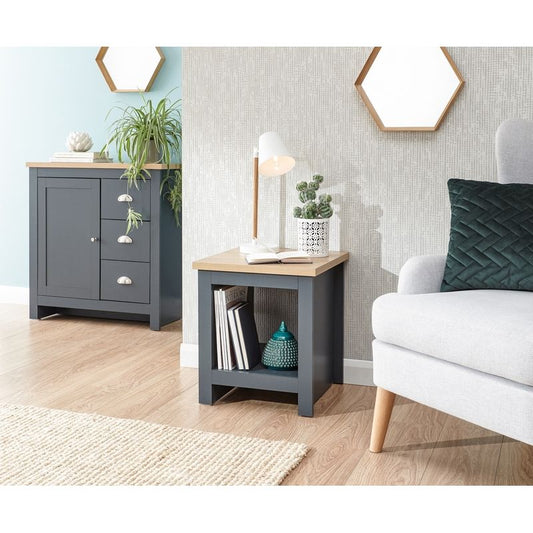 GFW Lancaster Side Table Wood Blue 1 Shelf