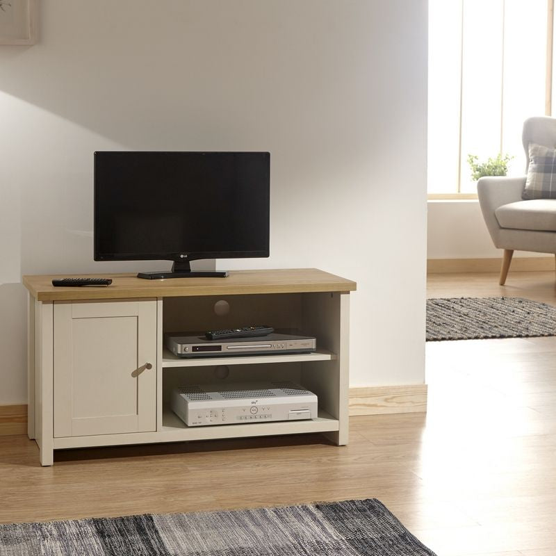 GFW Lancaster TV Unit Cream 2 Shelves 1 Door