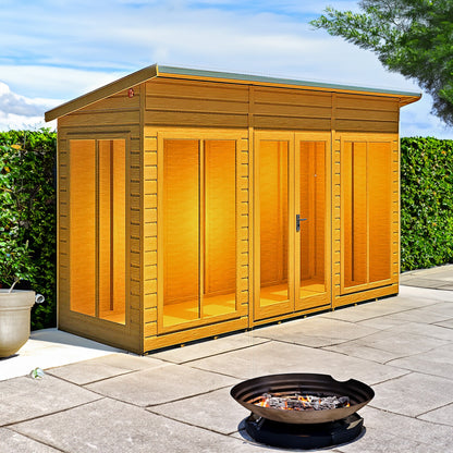 Shire Lela 4' 2" x 11' 8" Pent Summerhouse - Premium Dip Treated Shiplap