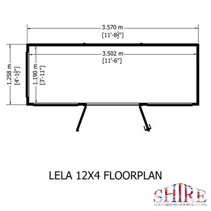 Shire Lela 4' 2" x 11' 8" Pent Summerhouse - Premium Dip Treated Shiplap