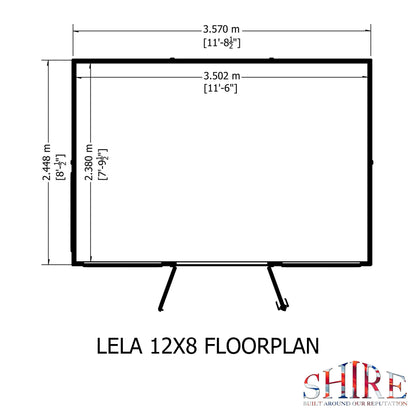 Shire Lela 8' 1" x 11' 8" Pent Summerhouse - Premium Dip Treated Shiplap