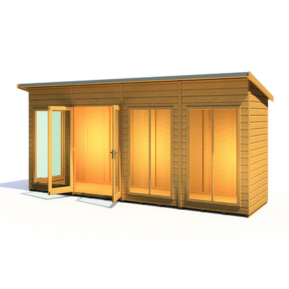 Shire Lela 4' 2" x 15' 7" Pent Summerhouse - Premium Dip Treated Shiplap