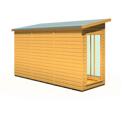 Shire Lela 4' 2" x 11' 8" Pent Summerhouse with Side Shed - Premium Dip Treated Shiplap