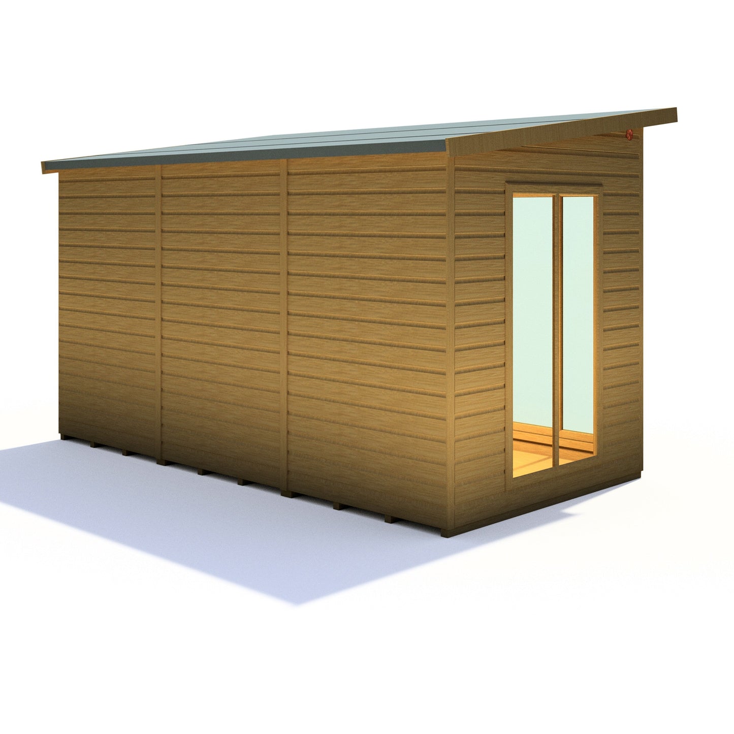 Shire Lela 6' 1" x 11' 8" Pent Summerhouse with Side Shed - Premium Dip Treated Shiplap