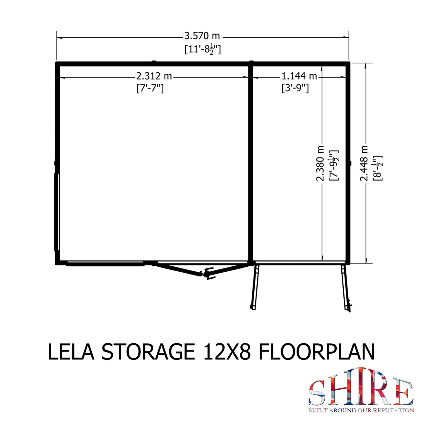 Shire Lela 8' 1" x 11' 8" Pent Summerhouse with Side Shed - Premium Dip Treated Shiplap