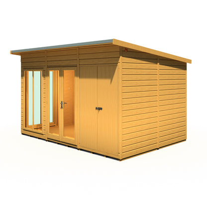 Shire Lela 8' 1" x 11' 8" Pent Summerhouse with Side Shed - Premium Dip Treated Shiplap