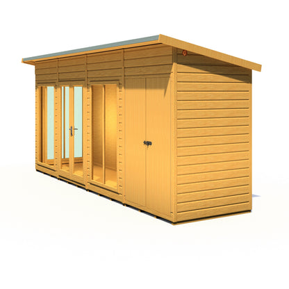 Shire Lela 4' 2" x 15' 7" Pent Summerhouse with Side Shed - Premium Dip Treated Shiplap