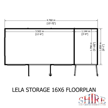 Shire Lela 6' 1" x 15' 7" Pent Summerhouse with Side Shed - Premium Dip Treated Shiplap