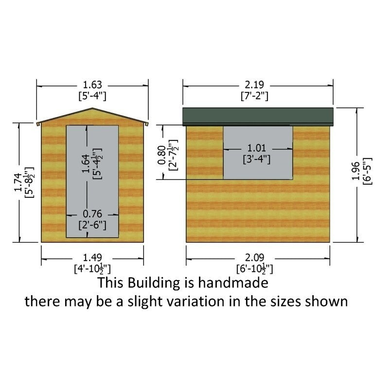 Shire Shire Lewis 5' 4" x 7' 2" Apex Shed - Premium Coated Shiplap