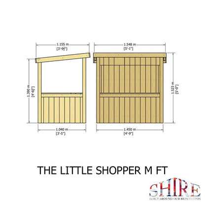 Shire Little Shopper 3' 4" x 4' 9" Pent Children's Playhouse - Classic Dip Treated Shiplap