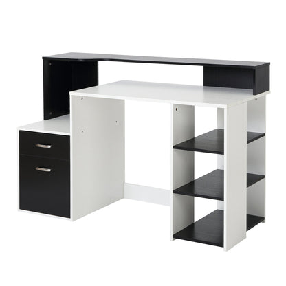 Computer Writing Desk Study Table Modern Home Office Workstation with Printer Rack