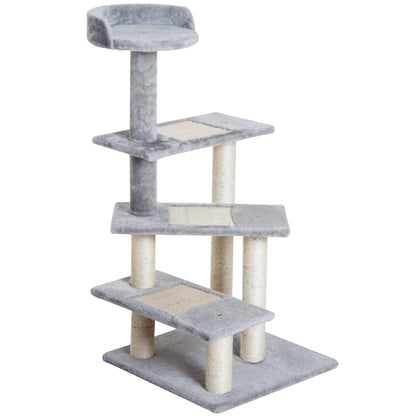 PawHut Plush Cat Tree Activity Center-Grey