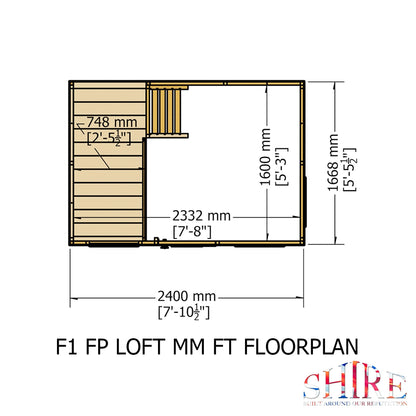 Shire Loft 7' 10" x 7' 1" Offset Apex Children's Playhouse - Premium Dip Treated Shiplap