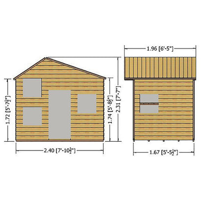 Shire Shire Loft 7' 10" x 7' 1" Offset Apex Children's Playhouse - Premium Dip Treated Shiplap