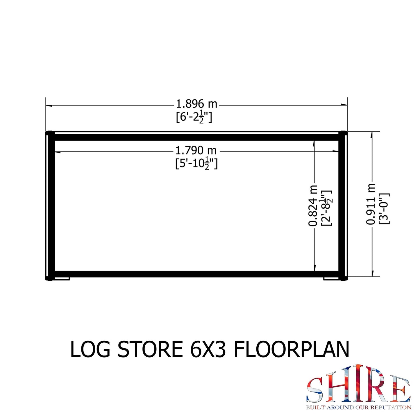 Shire Log Box 6' 2" x 3' 1" Apex Log Store - Premium Shiplap