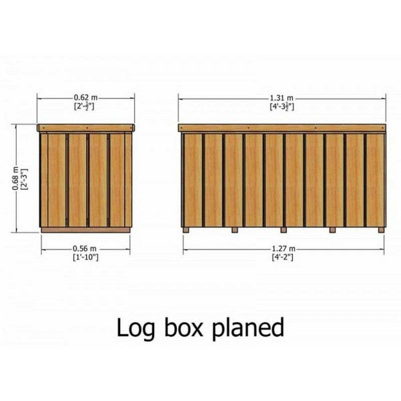 Shire Shire Log Box 4' 3" x 2' Flat Log Store - Premium Pressure Treated Shiplap