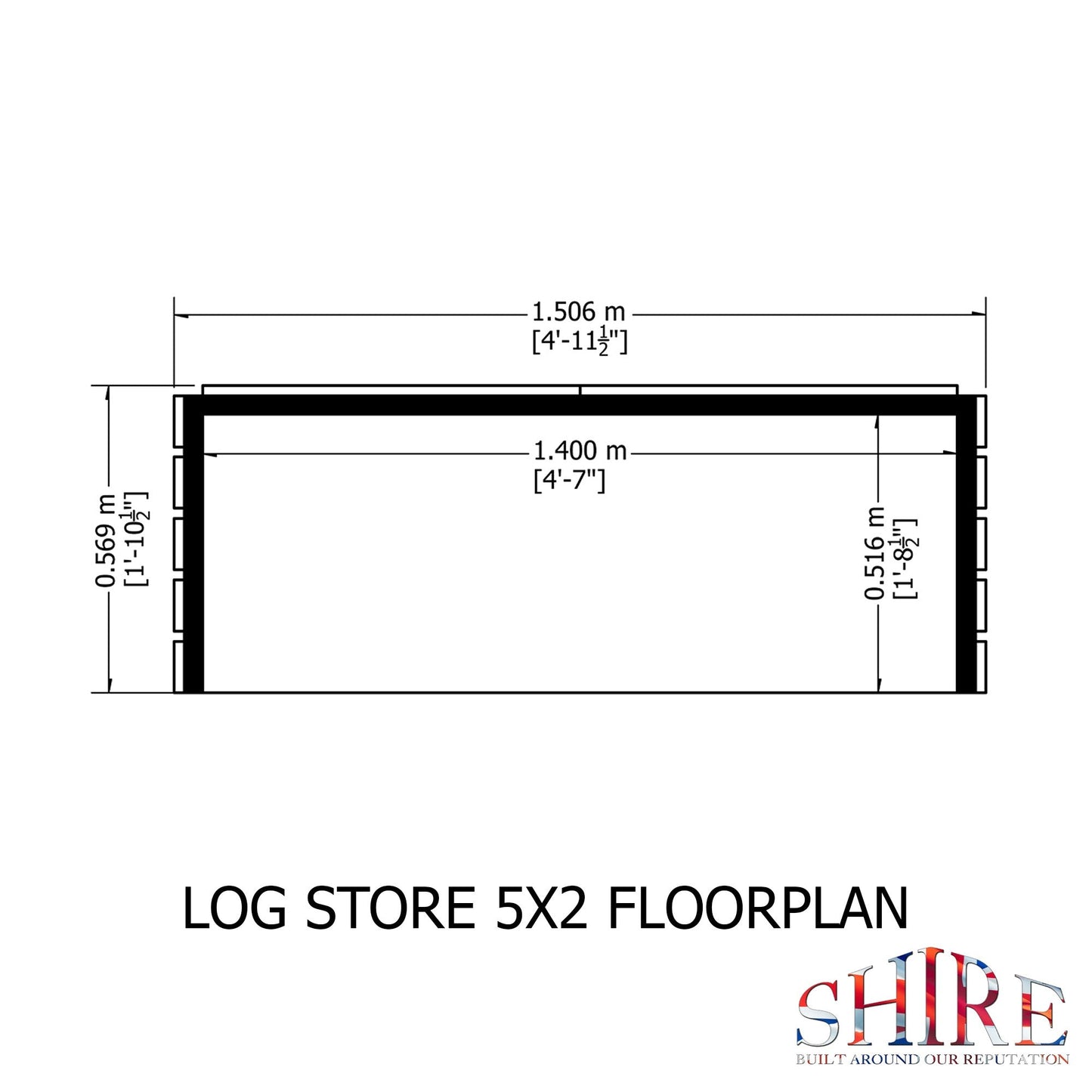 Shire Log Box 4' 11" x 2' Apex Log Store - Premium Dip Treated Shiplap