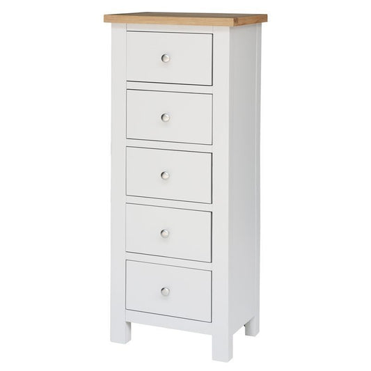 Norfolk Furniture Lucerne Tall Chest of drawers Oak White 5 Drawers