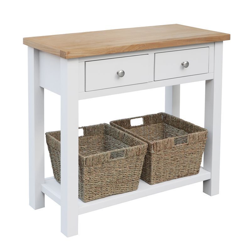 Norfolk Furniture Lucerne Console Table Oak White 1 Shelf 2 Drawers