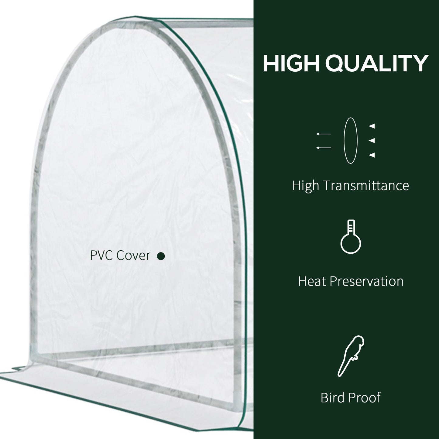 PVC Greenhouse Tunnel Steel Frame Transparent 250x100x80cm