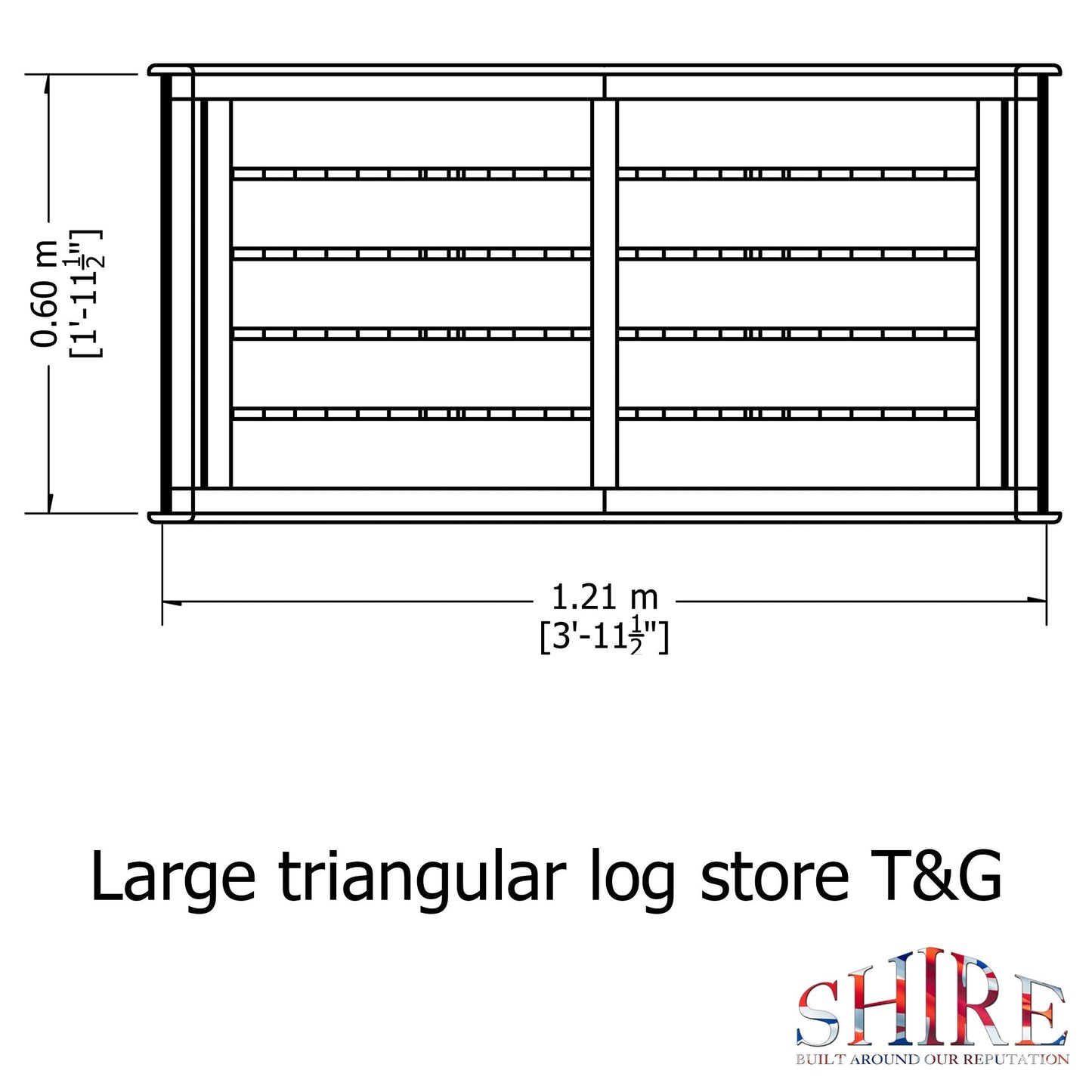 Shire Triangular 4' x 1' 8" Apex Log Store - Premium Pressure Treated Shiplap