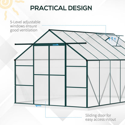 Aluminum Greenhouse Polycarbonate Walk-in Garden Greenhouse Kit with Adjustable Roof Vent