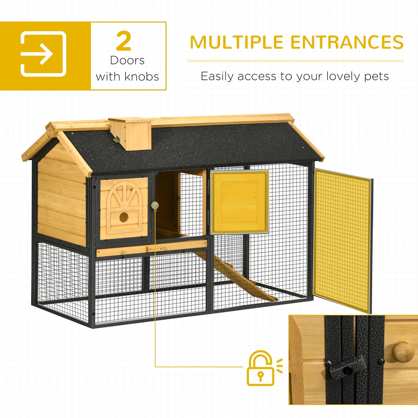 PawHut Rabbit Hutch Outdoor Bunny Cage with Run