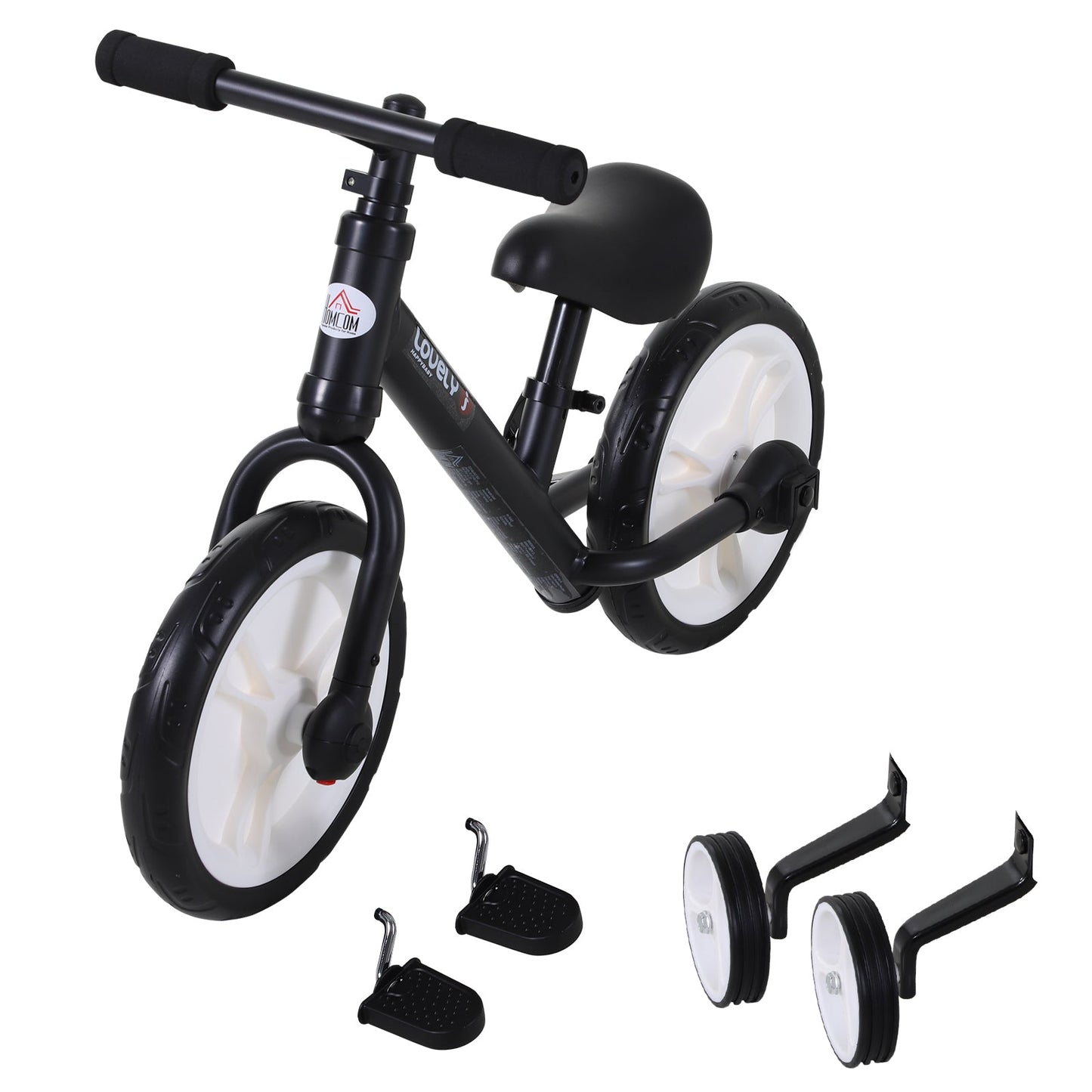 PP Toddlers Removable Stabiliser Kids Balance Bike Black