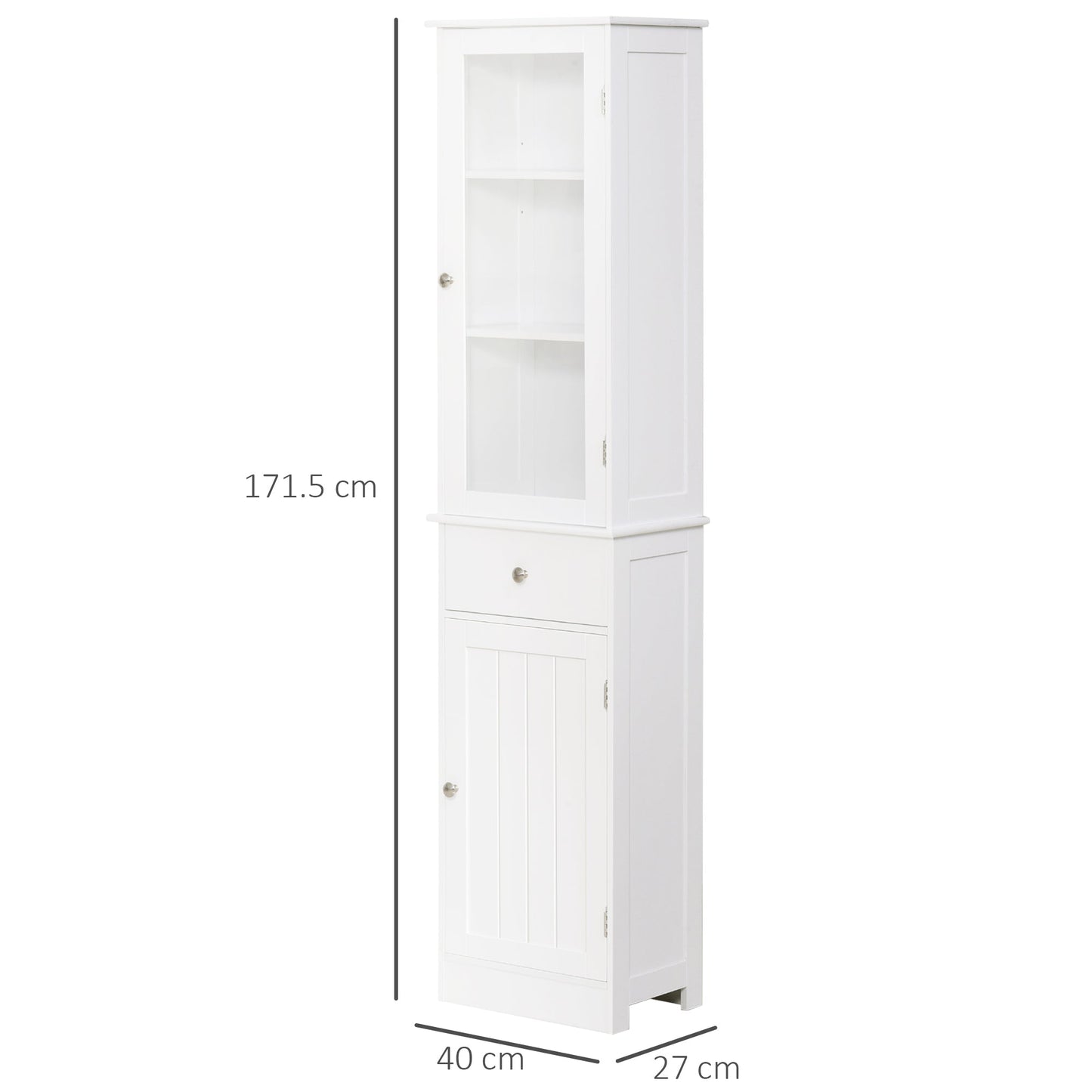 kleankin Bathroom Storage Cabinet with 3-tier Shelf Drawer Door