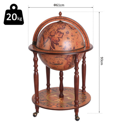 Medium-density fibreboard Retro Globe Design Mini Bar Drinks Cabinet Brown