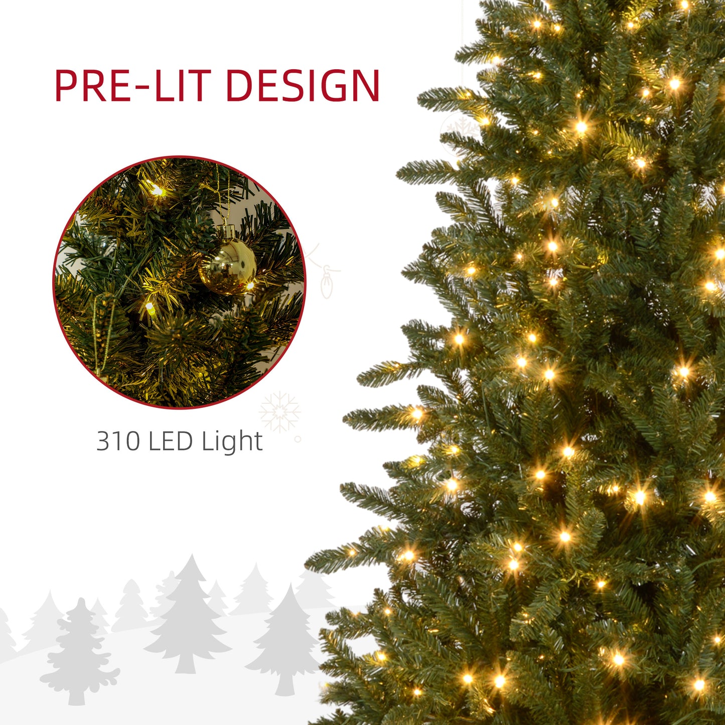 6ft Prelit Christmas Tree Artificial - with LED Lights Warm White 872 Tips