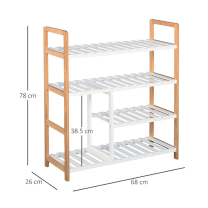 Medium-density fibreboard 4-Tier Slatted Shoe Rack White/Oak