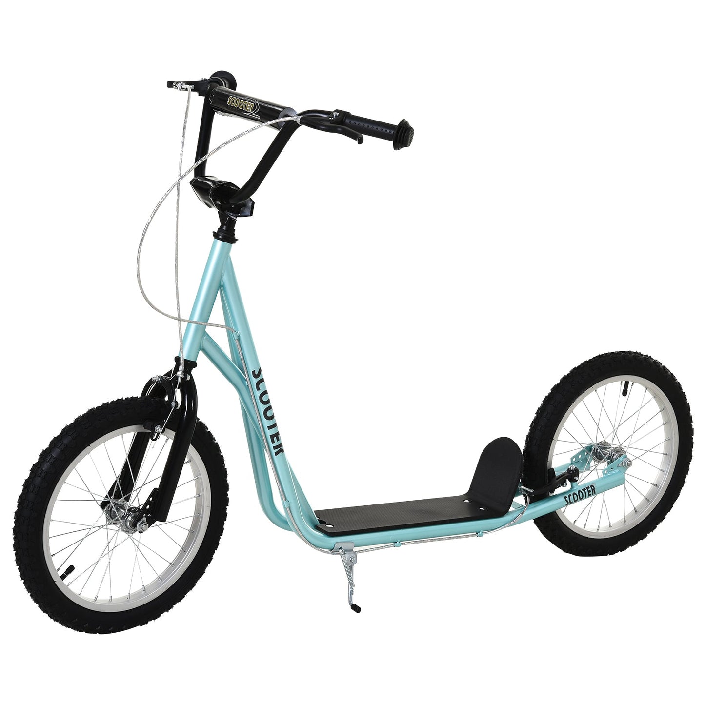 Teen Kids Stunt Scooter Children Kick Scooter Adjustable Handlebar 2 Brakes Ride On 16 Inch Rubber Tyres Blue