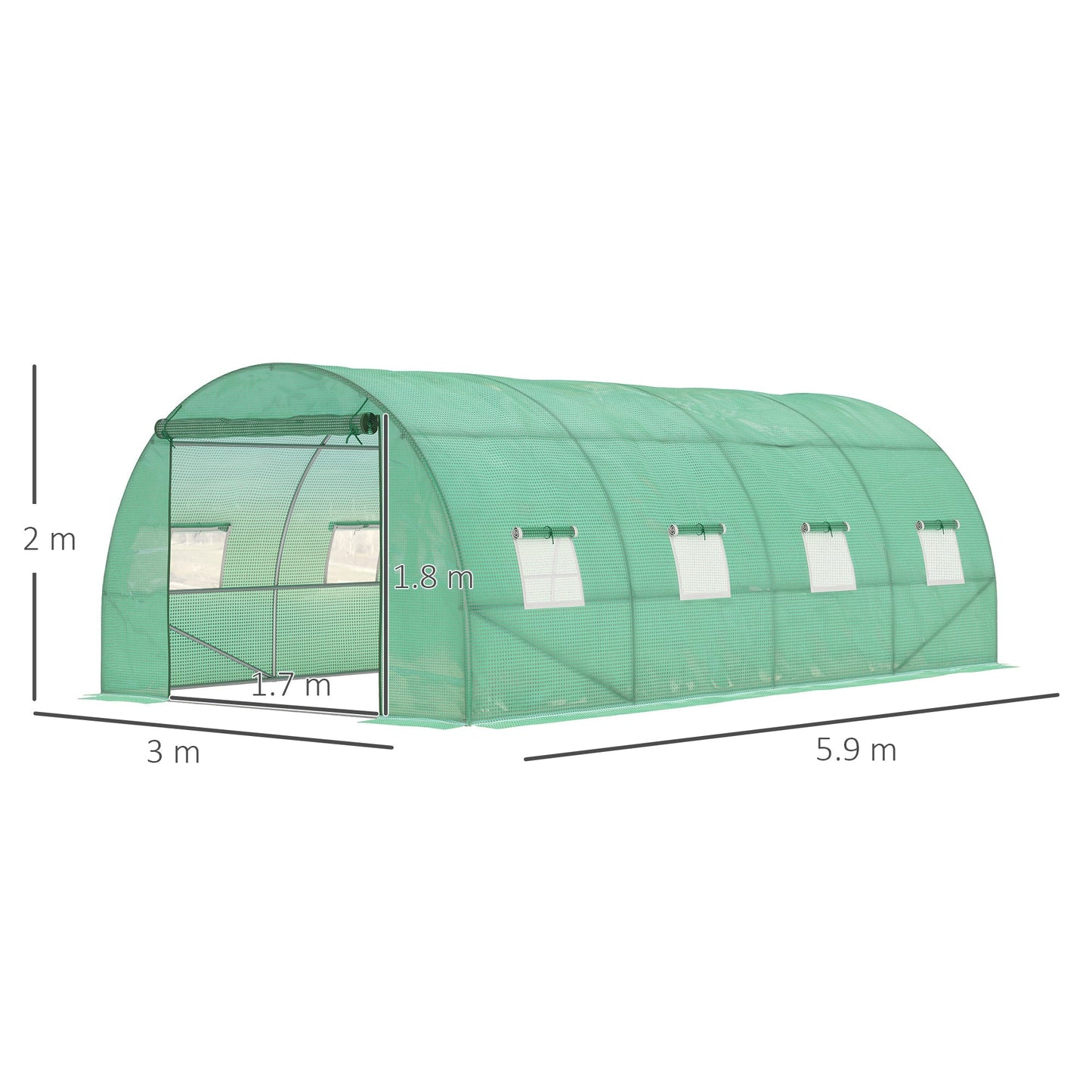 Walk in Polytunnel Garden Greenhouse Window Door Outdoor Plant Flower 6 x 3M