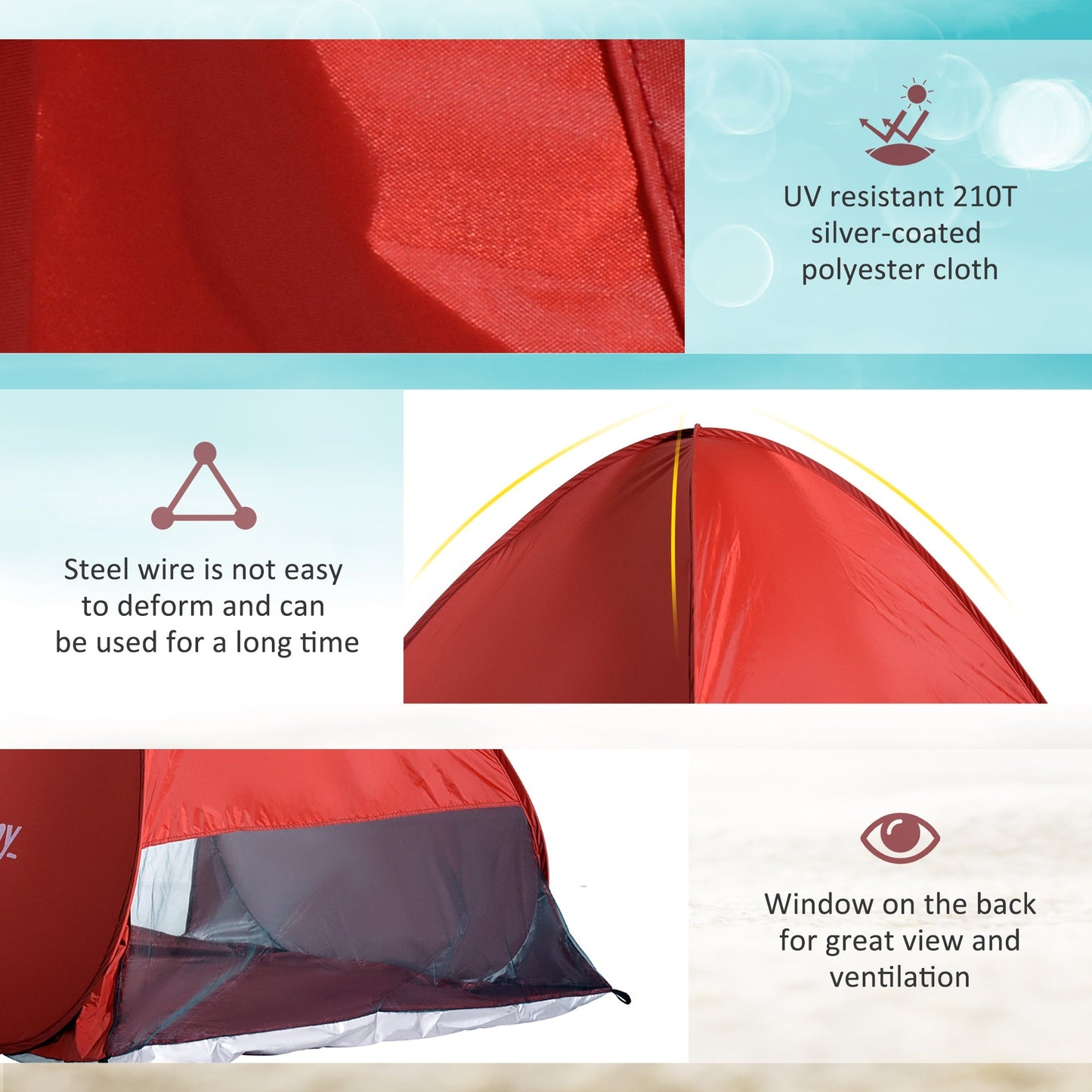 Pop-up Portable Beach Tent-Red