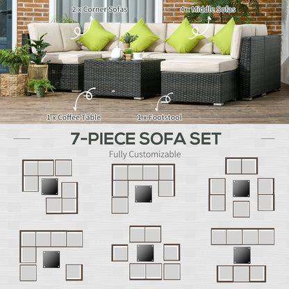 Outsunny 7-Seater PE Rattan Corner Sofa Set