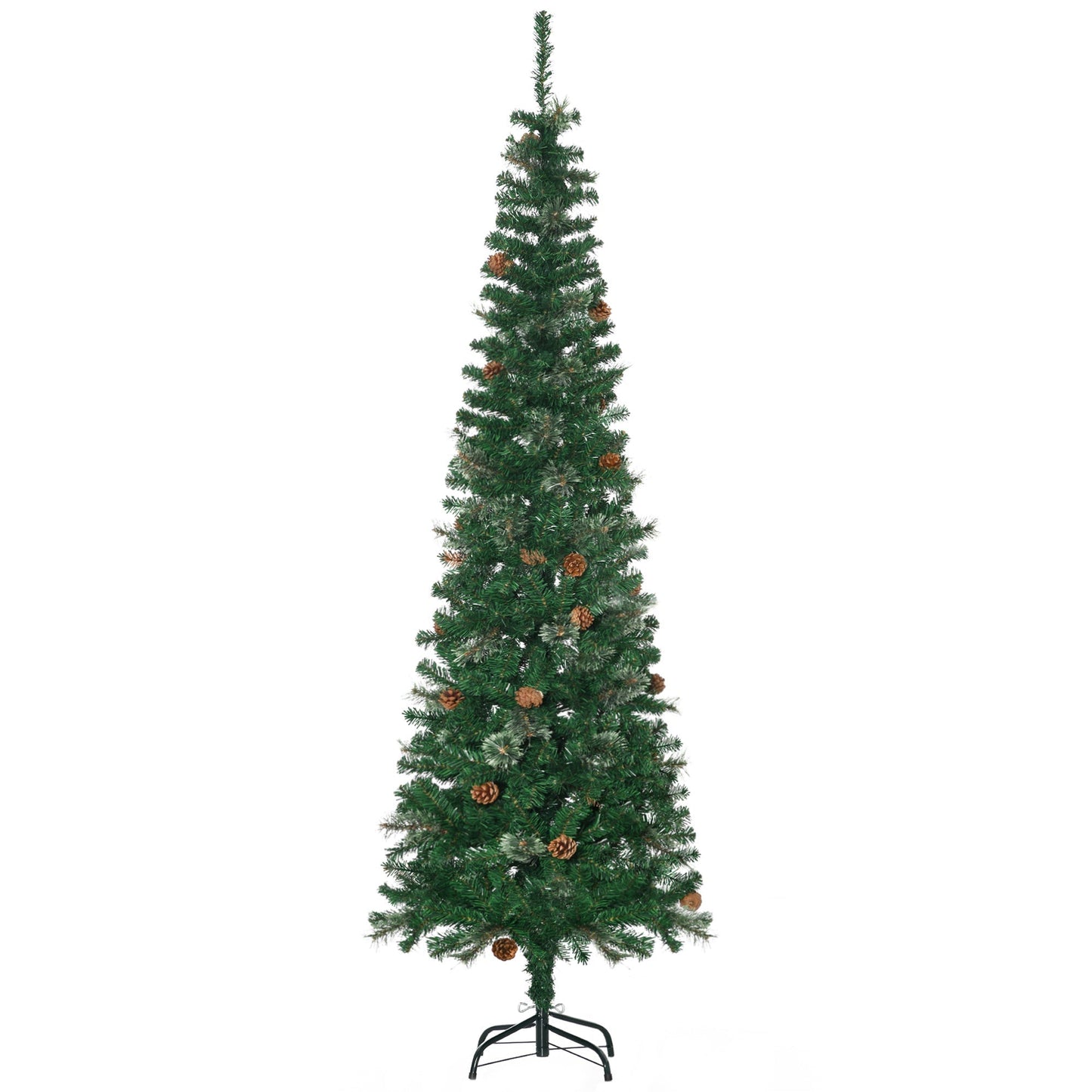 6.5 Foot Tall Pencil Slim Artificial Christmas Tree with Realistic Branches