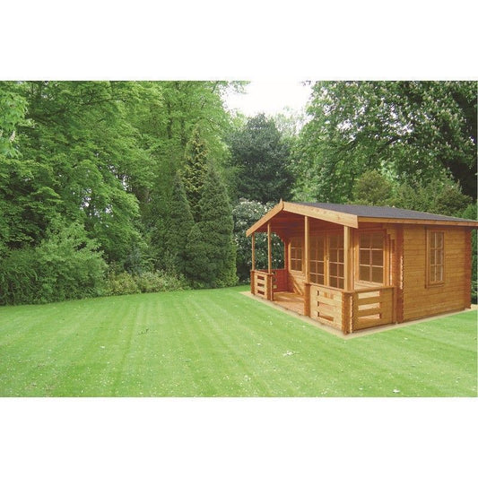 Shire Shire Lydford 13' 8" x 14' 8" Apex Log Cabin - Premium 70mm Cladding Tongue & Groove