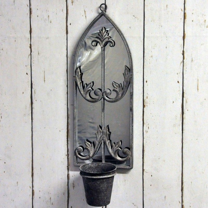 Scarthingwell Mirror Planter Metal Black Wall Mounted - 53cm