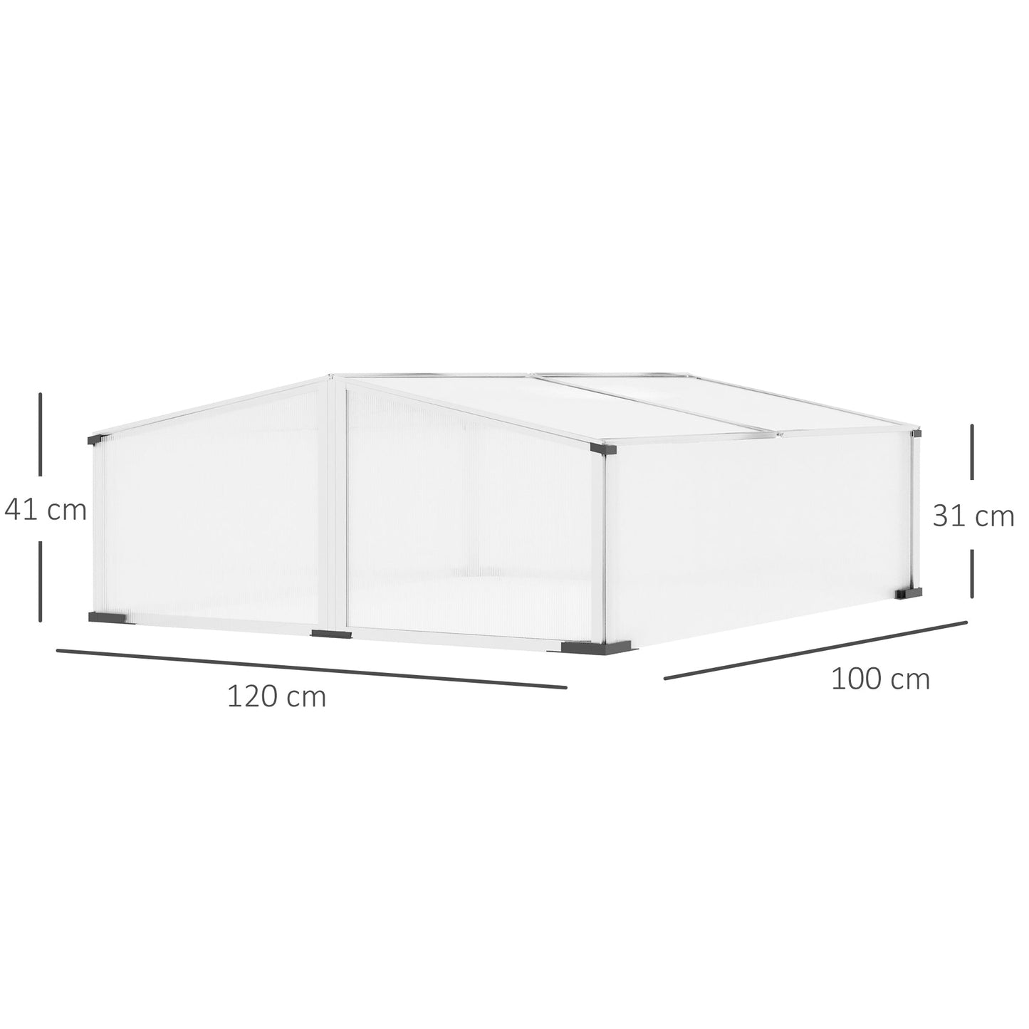 Cold Frame Greenhouse Polycarbonate Grow House w/ Independent Tops